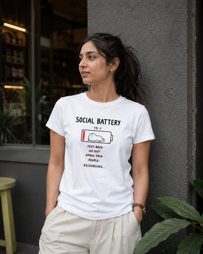 Social Battery Funny Graphic Unisex T-Shirt