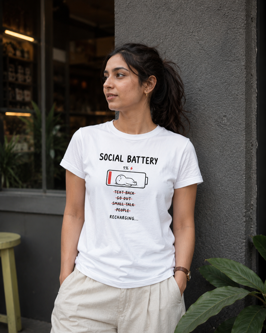 Social Battery Funny Graphic Unisex T-Shirt